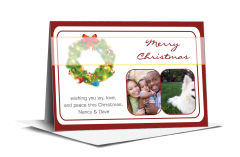 Christmas Wreath with Large Bow Cards with multiple photo 7.875